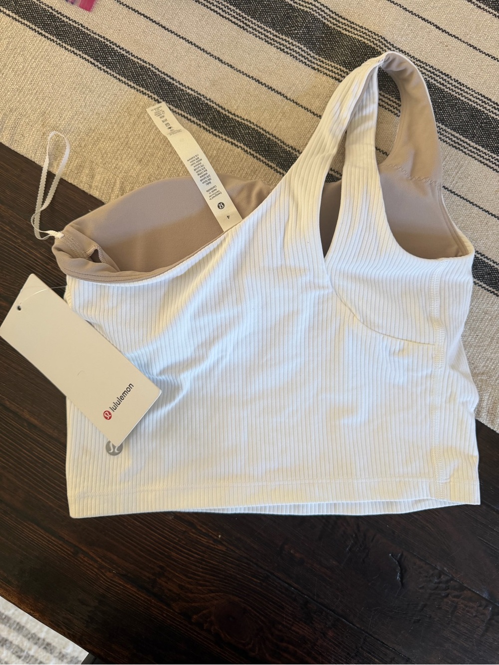 lululemon athletica White Ribbed Sports Bra with Beige Lining